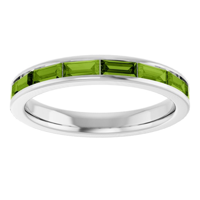 Straight Baguette Stackable Ring — 14K White Gold