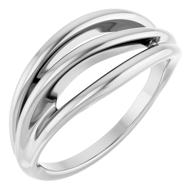 Three-Strand Negative Space Wave Ring — 14K White Gold