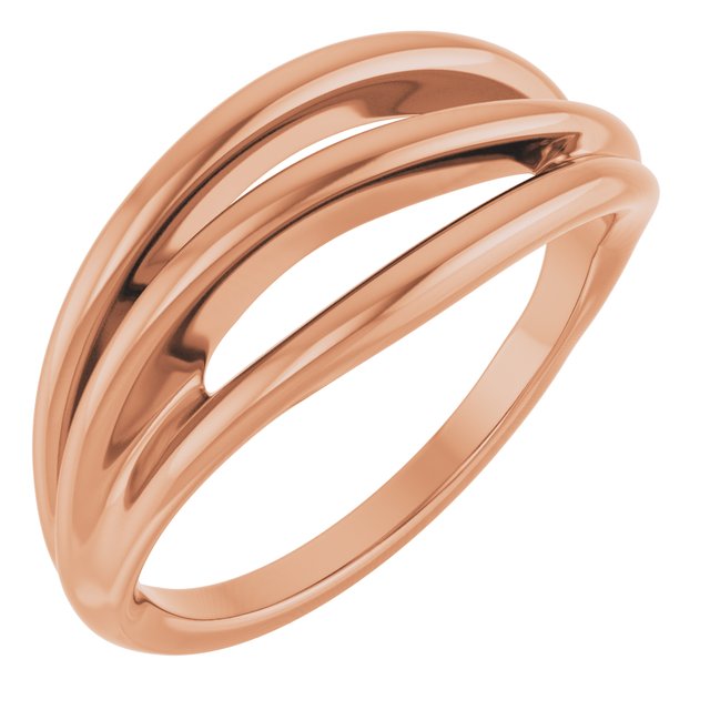 Three-Strand Negative Space Wave Ring — 14K Rose Gold