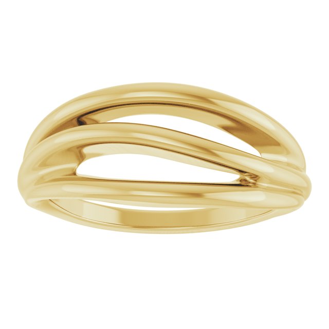 Three-Strand Negative Space Wave Ring — 14K Yellow Gold