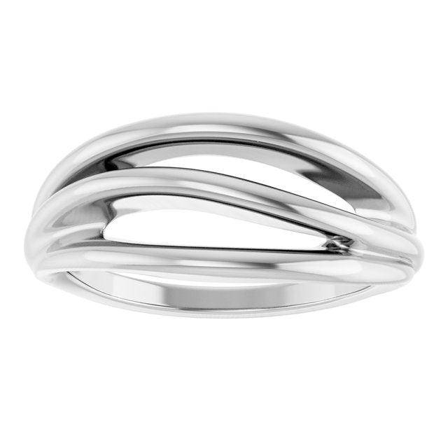 Three-Strand Negative Space Wave Ring — Platinum