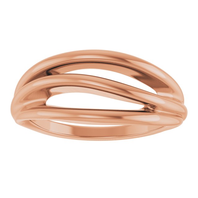Three-Strand Negative Space Wave Ring — 14K Rose Gold