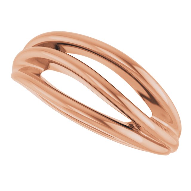 Three-Strand Negative Space Wave Ring — 14K Rose Gold