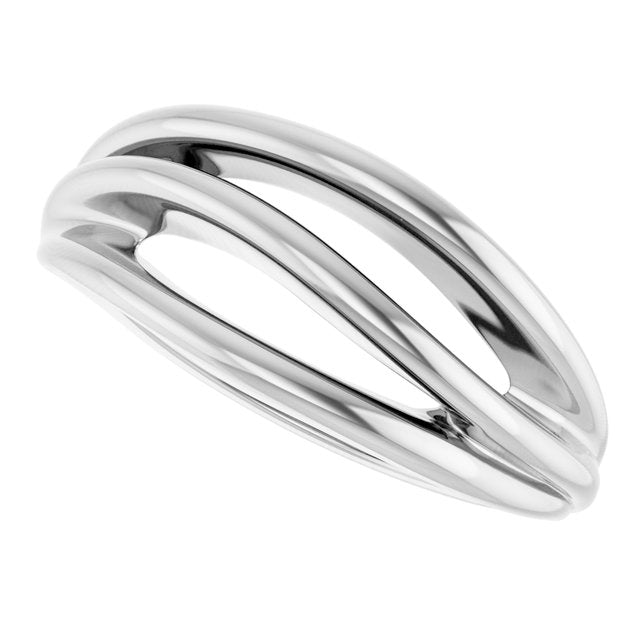 Three-Strand Negative Space Wave Ring — Sterling Silver