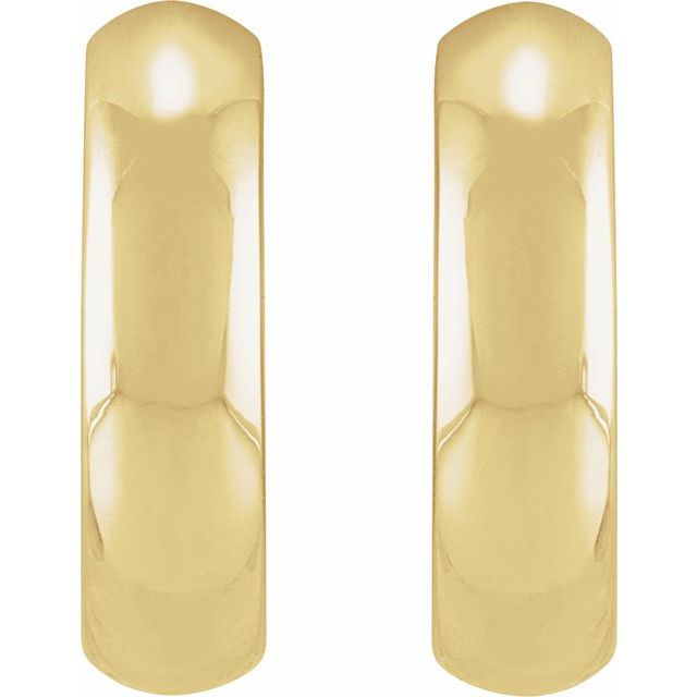 Thick Polished Huggie Hoop Earrings — 14K Yellow/White Gold