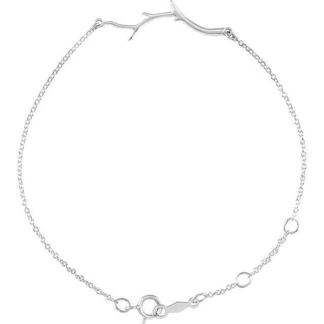 Branch Bar Adjustable Chain Bracelet — 14K White Gold