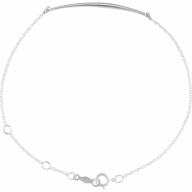 Curved Bar Adjustable Chain Bracelet — Platinum