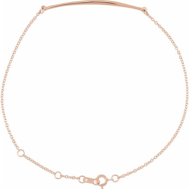 Curved Bar Adjustable Chain Bracelet — 14K Rose Gold