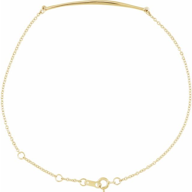 Curved Bar Adjustable Chain Bracelet — 14K Yellow Gold