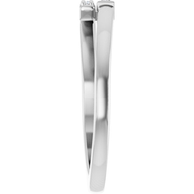 Baguette and Round Stackable Diamond Ring — 14K White Gold