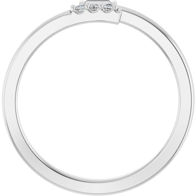 Baguette and Round Stackable Diamond Ring — Platinum