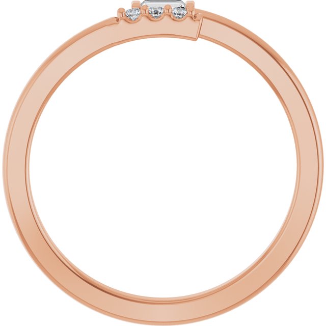 Baguette and Round Stackable Diamond Ring — 14K Rose Gold