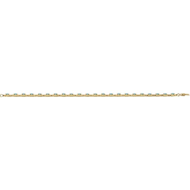 Natural Sky Blue Topaz Round Line Bracelet in 14K Yellow Gold