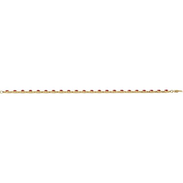 Lab-Grown Ruby Round Line Bracelet in 14K Yellow Gold