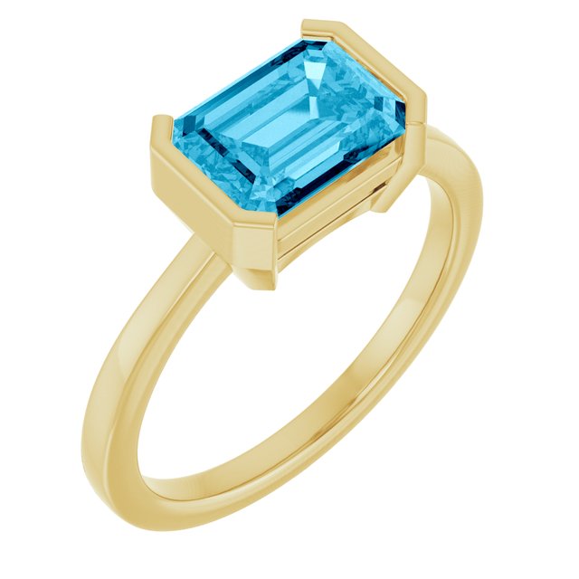 Lab-Grown Aqua Sapphire | Emerald | 8 x 6mm
