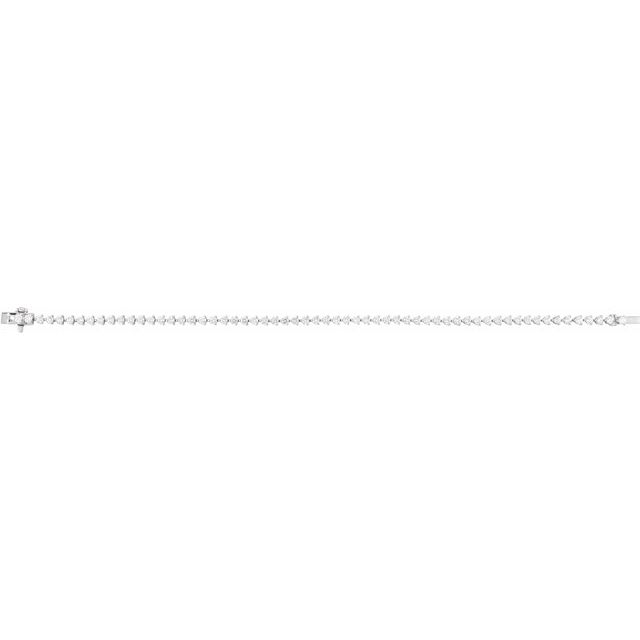 Three-Prong Round Diamond Line Tennis Bracelet — 14K White Gold