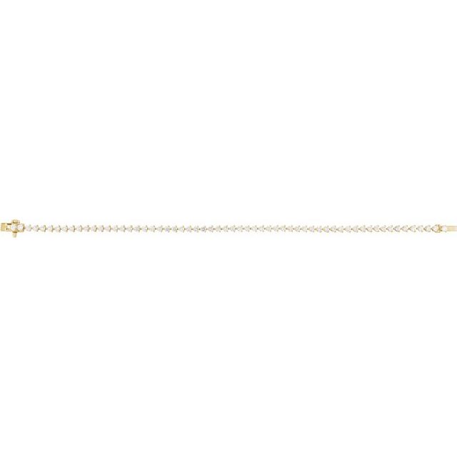 Three-Prong Round Diamond Line Tennis Bracelet — 14K Yellow Gold