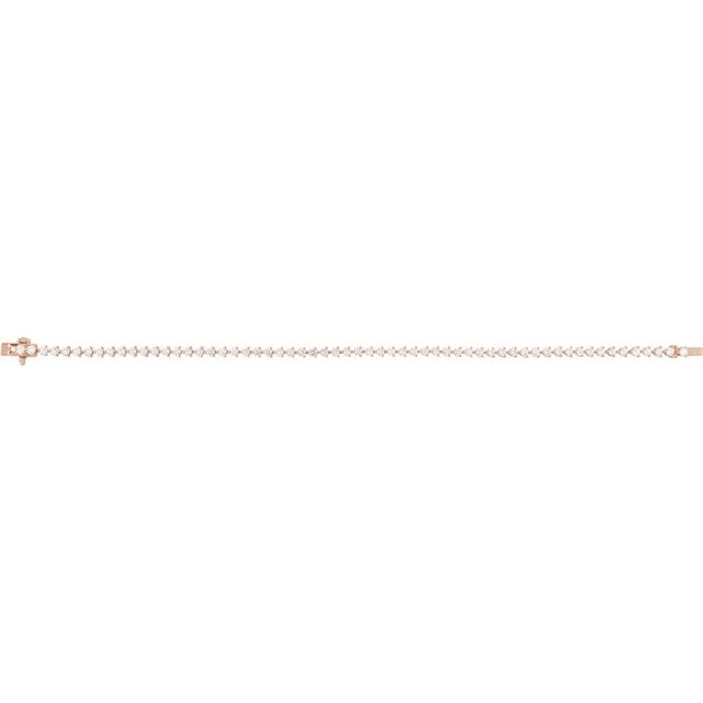 Three-Prong Round Diamond Line Tennis Bracelet — 14K Rose Gold