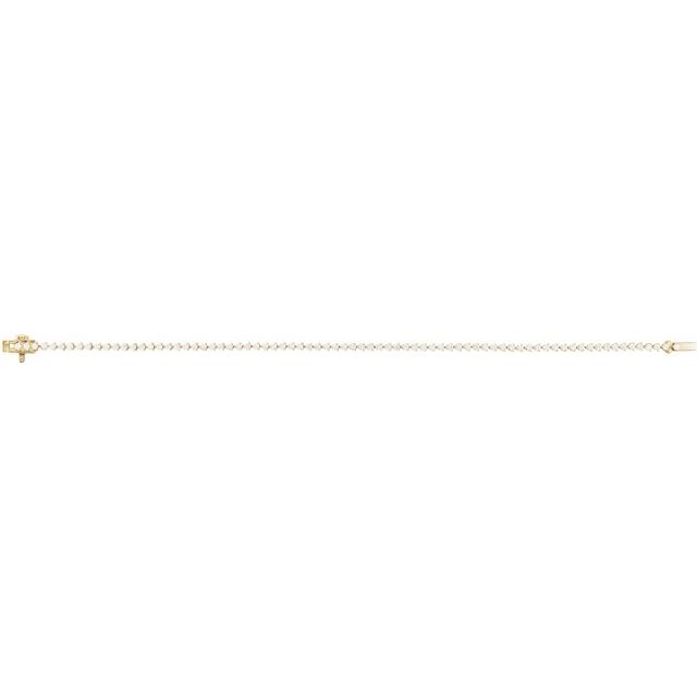 Three-Prong Round Diamond Line Tennis Bracelet — 14K Yellow Gold