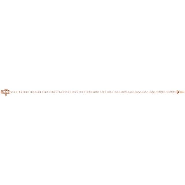 Three-Prong Round Diamond Line Tennis Bracelet — 14K Rose Gold