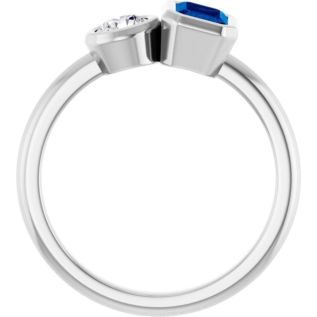 Lab-Grown Blue Sapphire | Emerald | 6 x 4mm