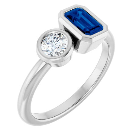 Lab-Grown Blue Sapphire | Emerald | 6 x 4mm