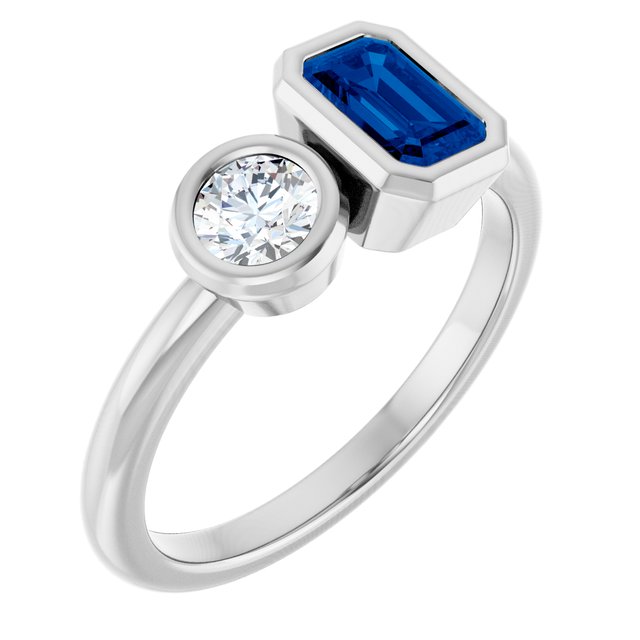 Lab-Grown Blue Sapphire | Emerald | 6 x 4mm