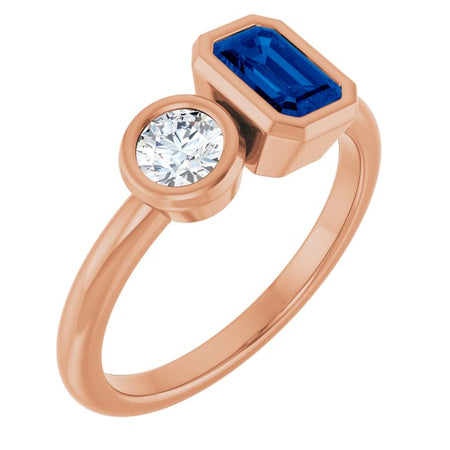 Lab-Grown Blue Sapphire | Emerald | 6 x 4mm