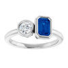 Lab-Grown Blue Sapphire | Emerald | 6 x 4mm