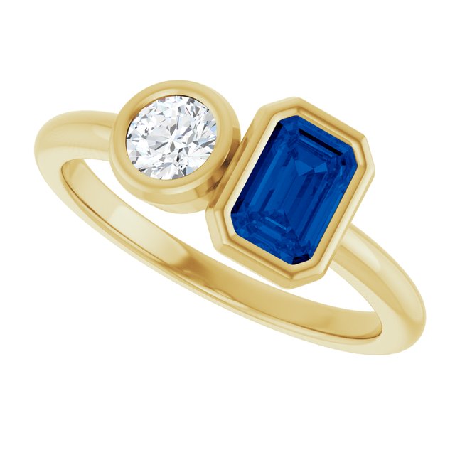 Lab-Grown Blue Sapphire | Emerald | 6 x 4mm