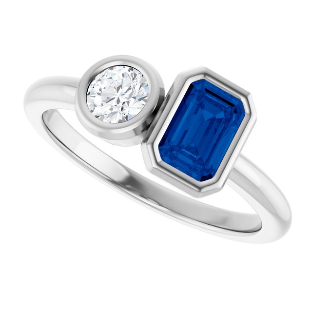 Lab-Grown Blue Sapphire | Emerald | 6 x 4mm