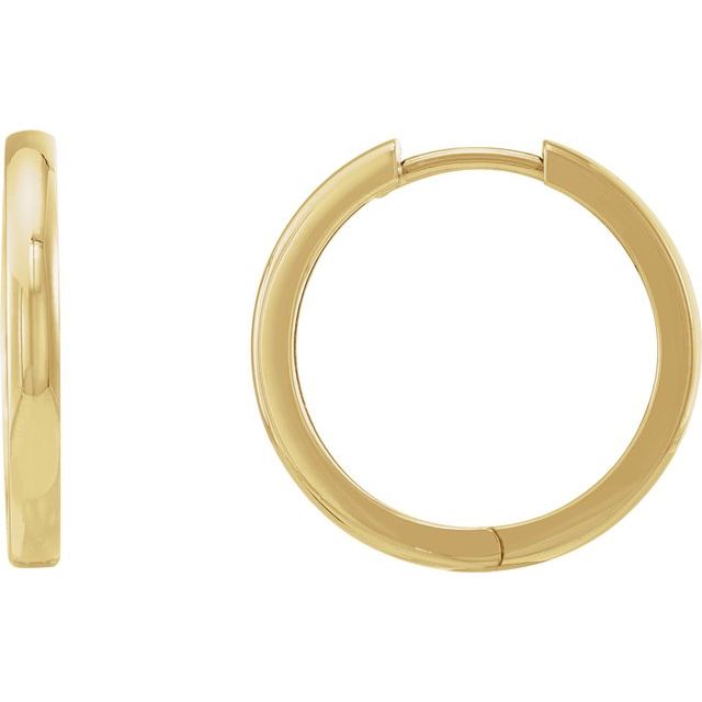 Polished Hinged Huggie Hoop Earrings — 14K Yellow Gold