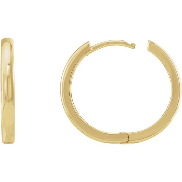 Polished Hinged Huggie Hoop Earrings — 10K Yellow Gold