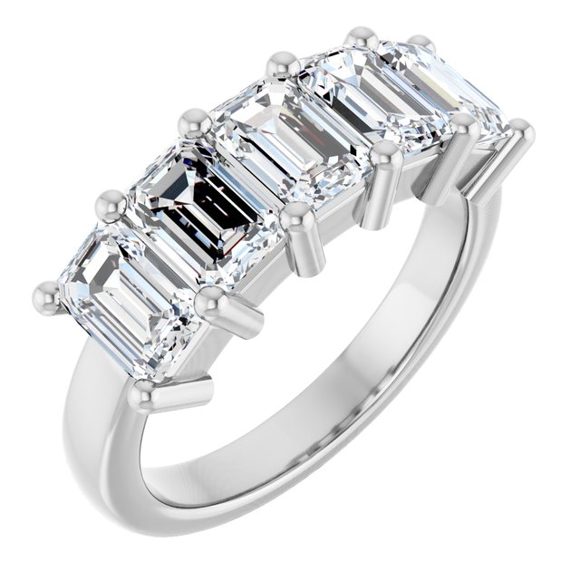 Shared-Prong Five-Stone Diamond Anniversary Band — 14K White Gold