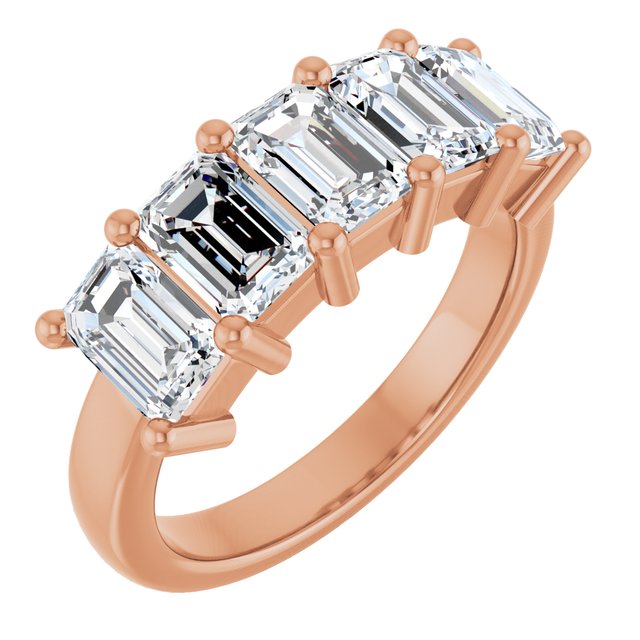 Shared-Prong Five-Stone Diamond Anniversary Band — 14K Rose Gold