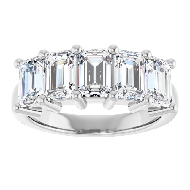 Shared-Prong Five-Stone Diamond Anniversary Band — 14K White Gold