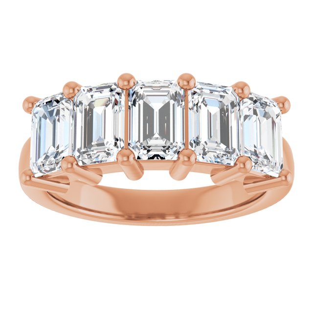 Shared-Prong Five-Stone Diamond Anniversary Band — 14K Rose Gold
