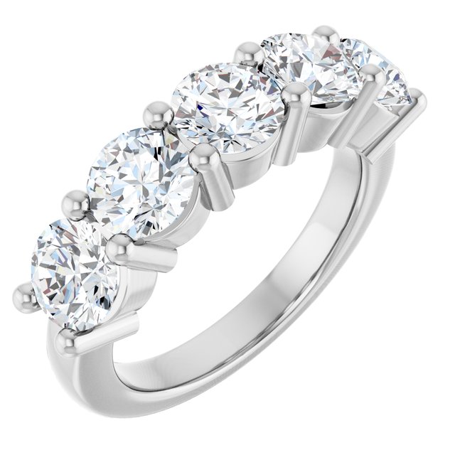 Shared-Prong Five-Stone Diamond Anniversary Band — 10K White Gold