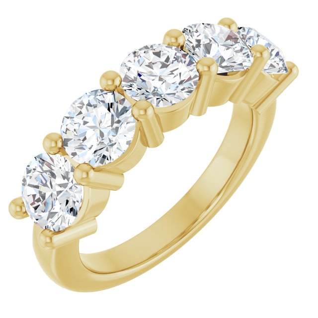 Shared-Prong Five-Stone Diamond Anniversary Band — 10K Yellow Gold
