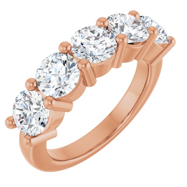 Shared-Prong Five-Stone Diamond Anniversary Band — 10K Rose Gold
