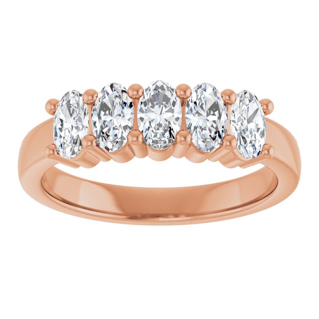 Shared-Prong Five-Stone Diamond Anniversary Band — 10K Rose Gold