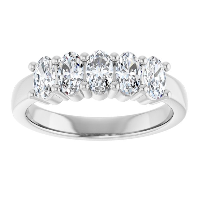 Shared-Prong Five-Stone Diamond Anniversary Band — 10K White Gold