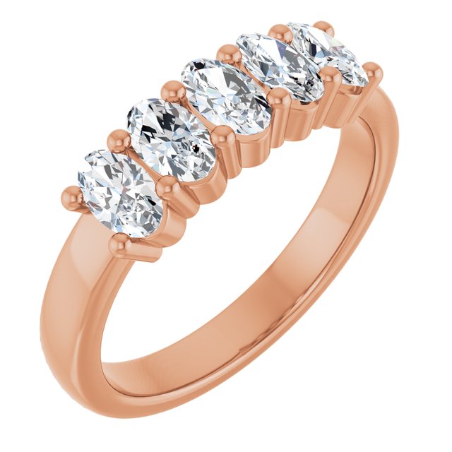 Shared-Prong Five-Stone Diamond Anniversary Band — 10K Rose Gold