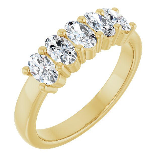 Shared-Prong Five-Stone Diamond Anniversary Band — 10K Yellow Gold