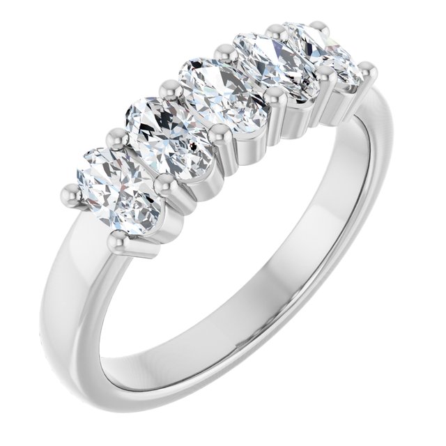 Shared-Prong Five-Stone Diamond Anniversary Band — 10K White Gold