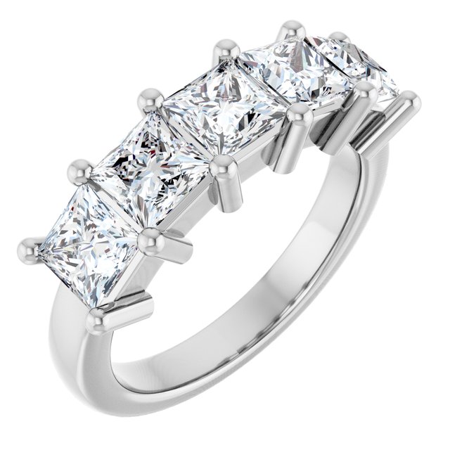 Shared-Prong Five-Stone Diamond Anniversary Band — 14K White Gold