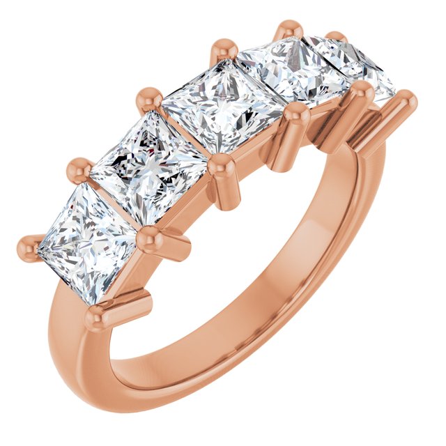 Shared-Prong Five-Stone Diamond Anniversary Band — 14K Rose Gold