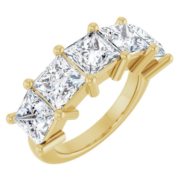 Shared-Prong Five-Stone Diamond Anniversary Band — 14K Yellow Gold