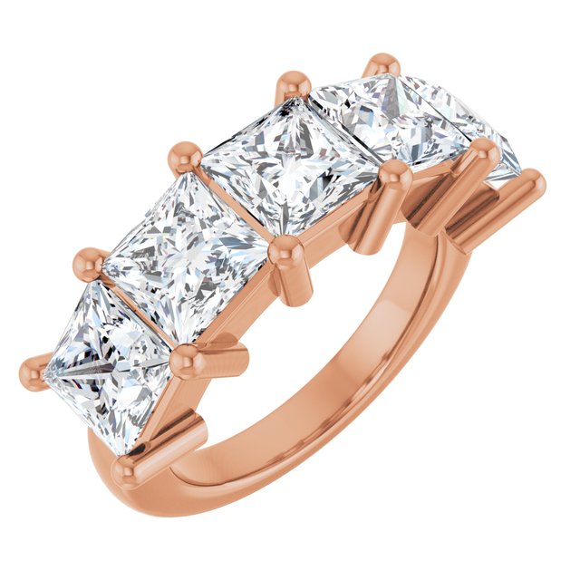Shared-Prong Five-Stone Diamond Anniversary Band — 14K Rose Gold