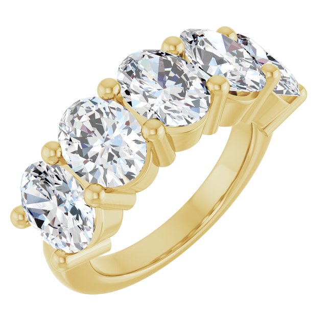 Shared-Prong Five-Stone Diamond Anniversary Band — 10K Yellow Gold